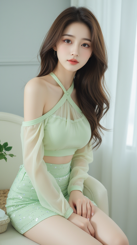 大眼睛绿衣女孩