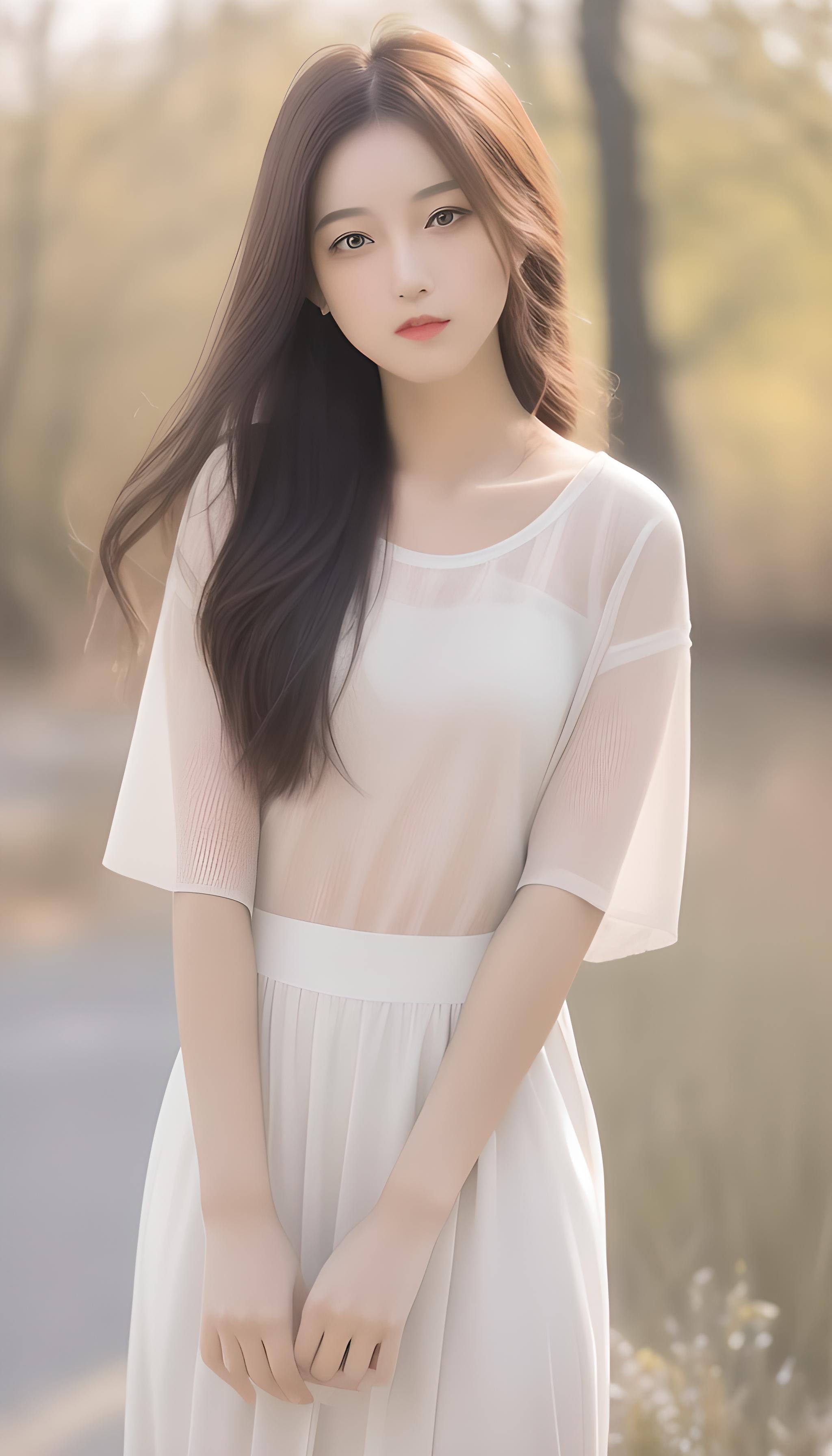 长发飘飘的温柔少女