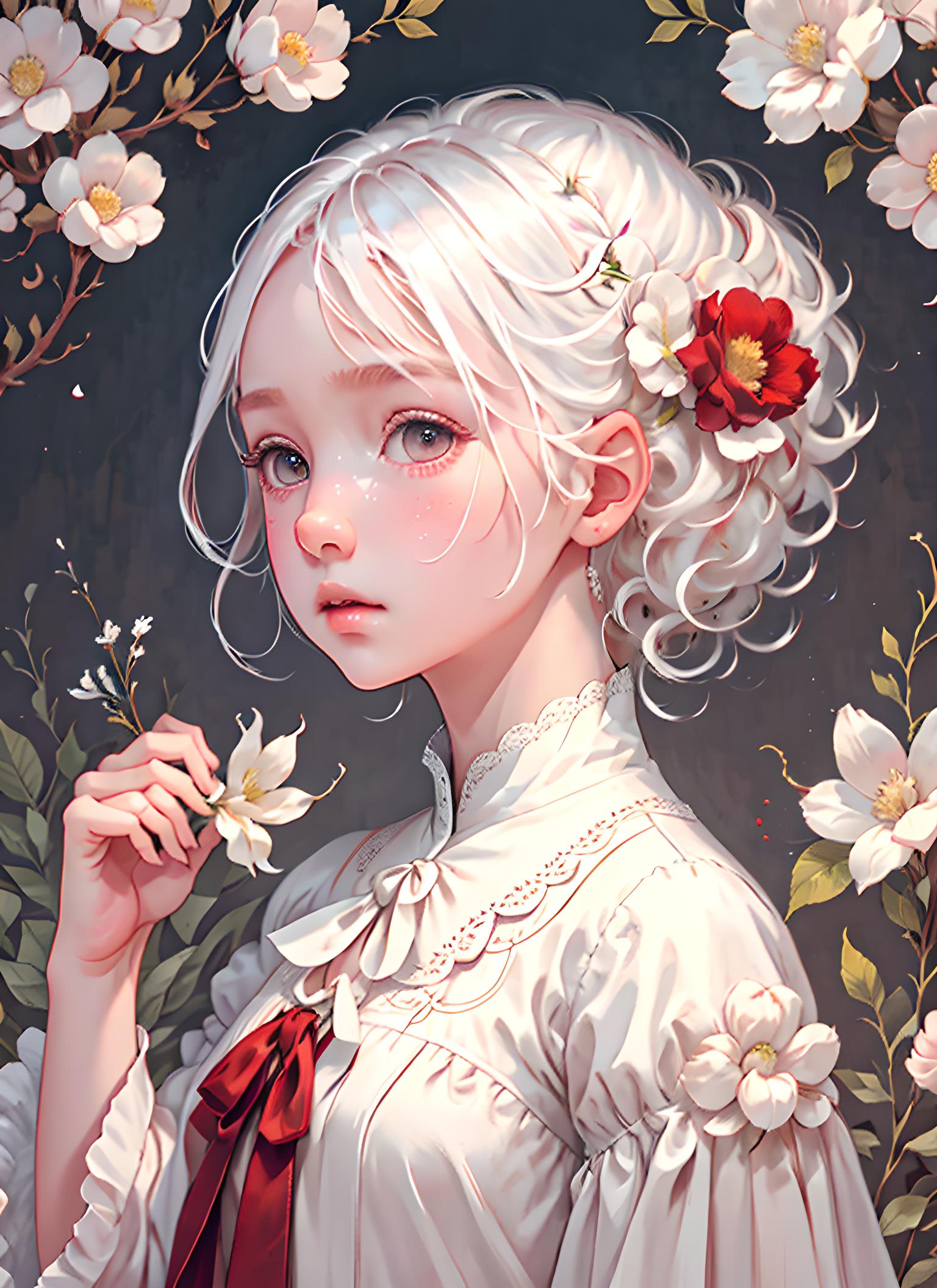 少女与花