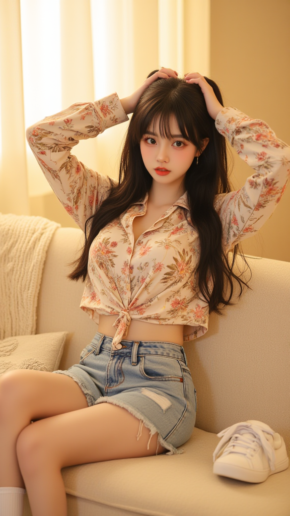 牛仔短裤女孩