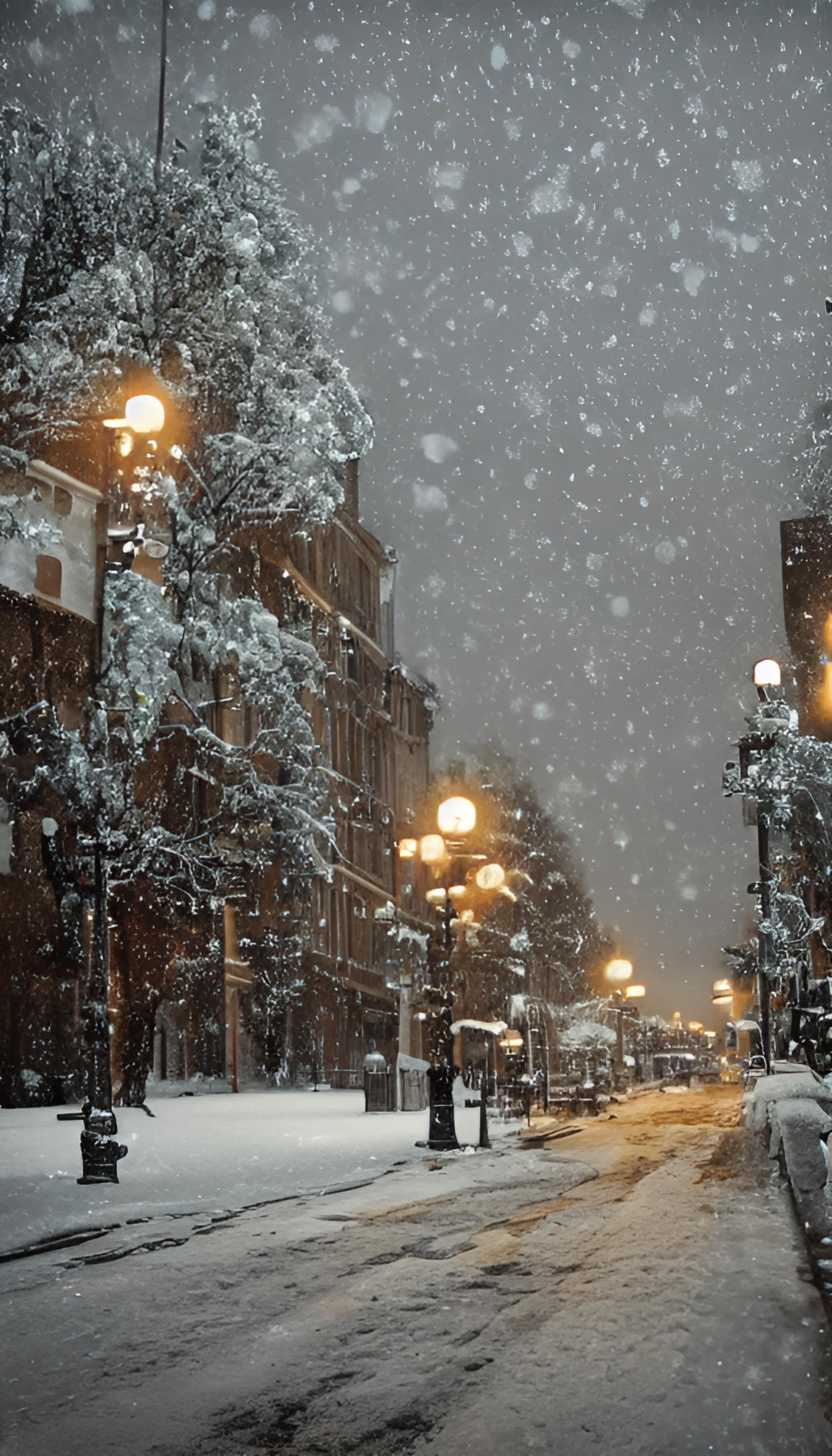 街边雪景