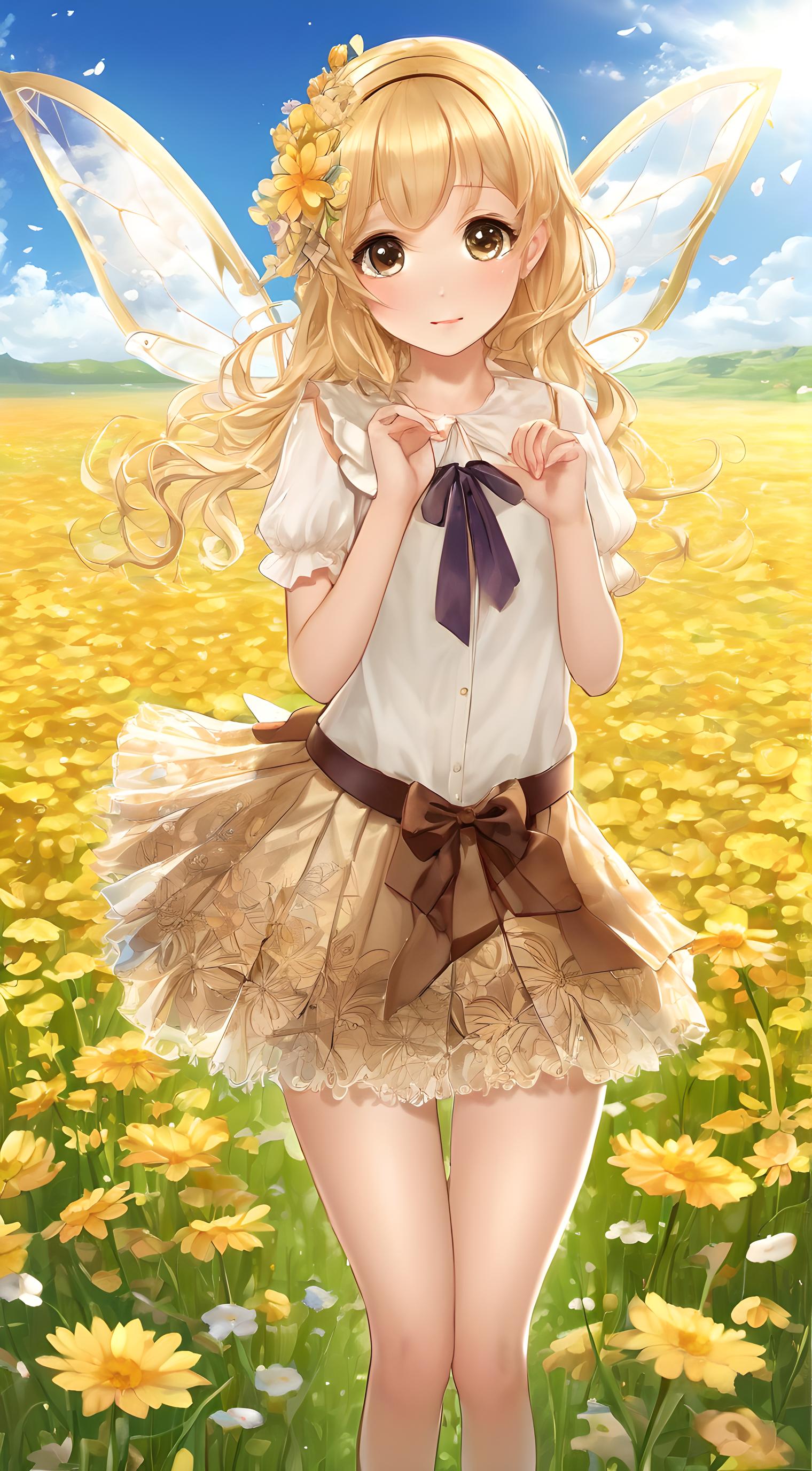 带翅膀的少女插画