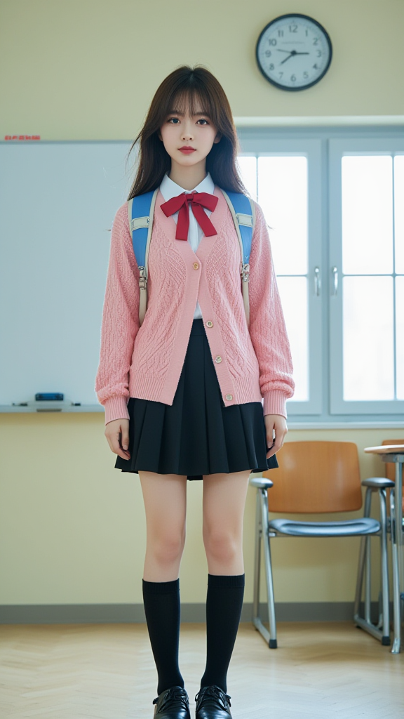 百褶裙女孩