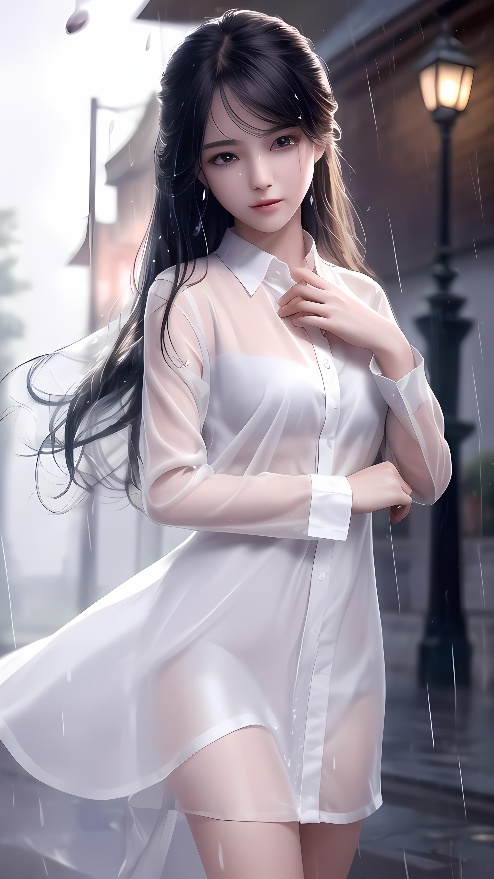 衬衣美女雨夜美女