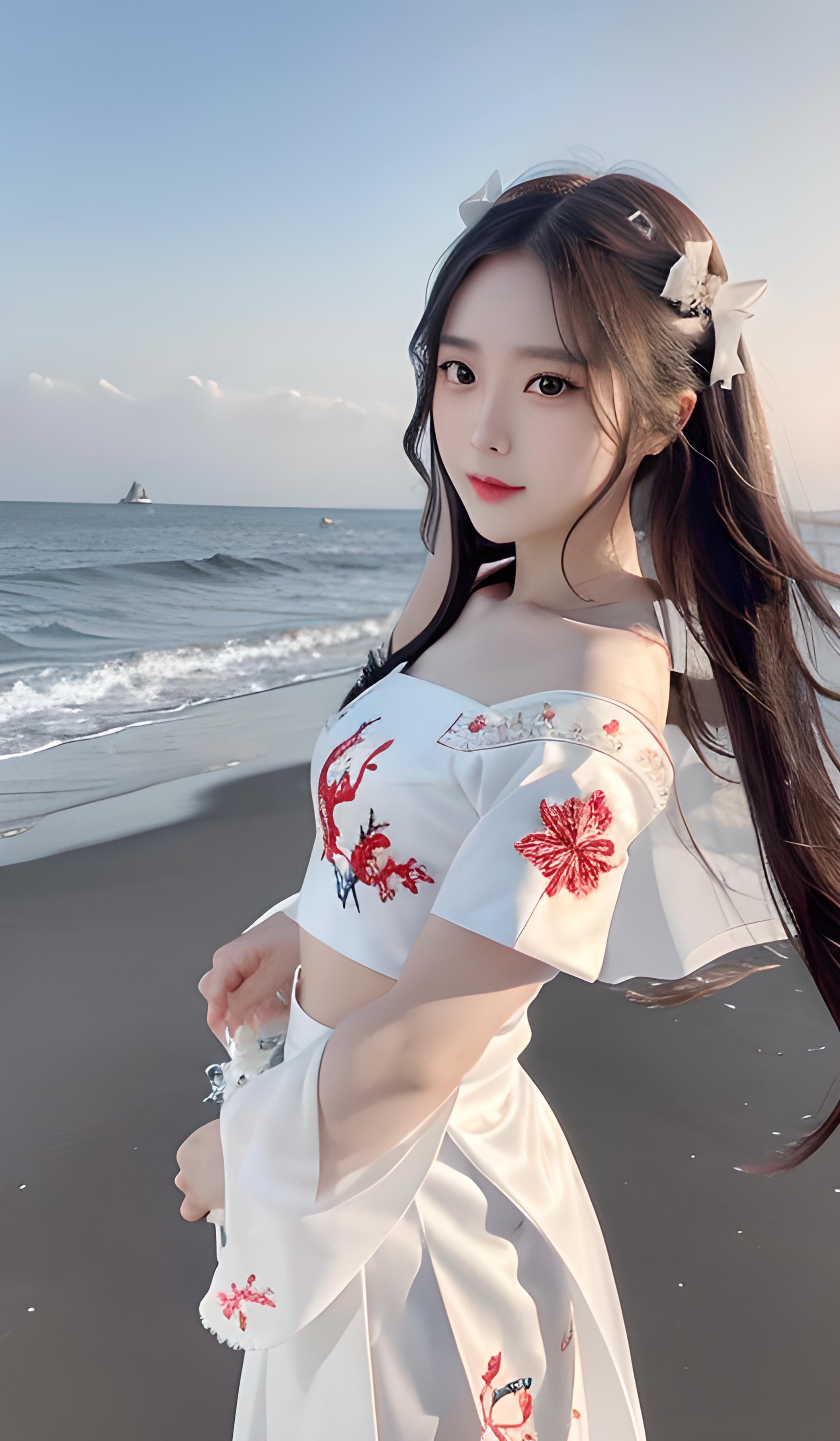 海边汉服小姐姐