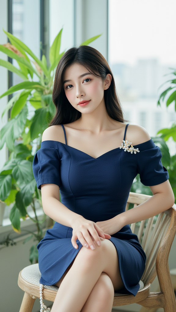 蓝色连衣裙女孩