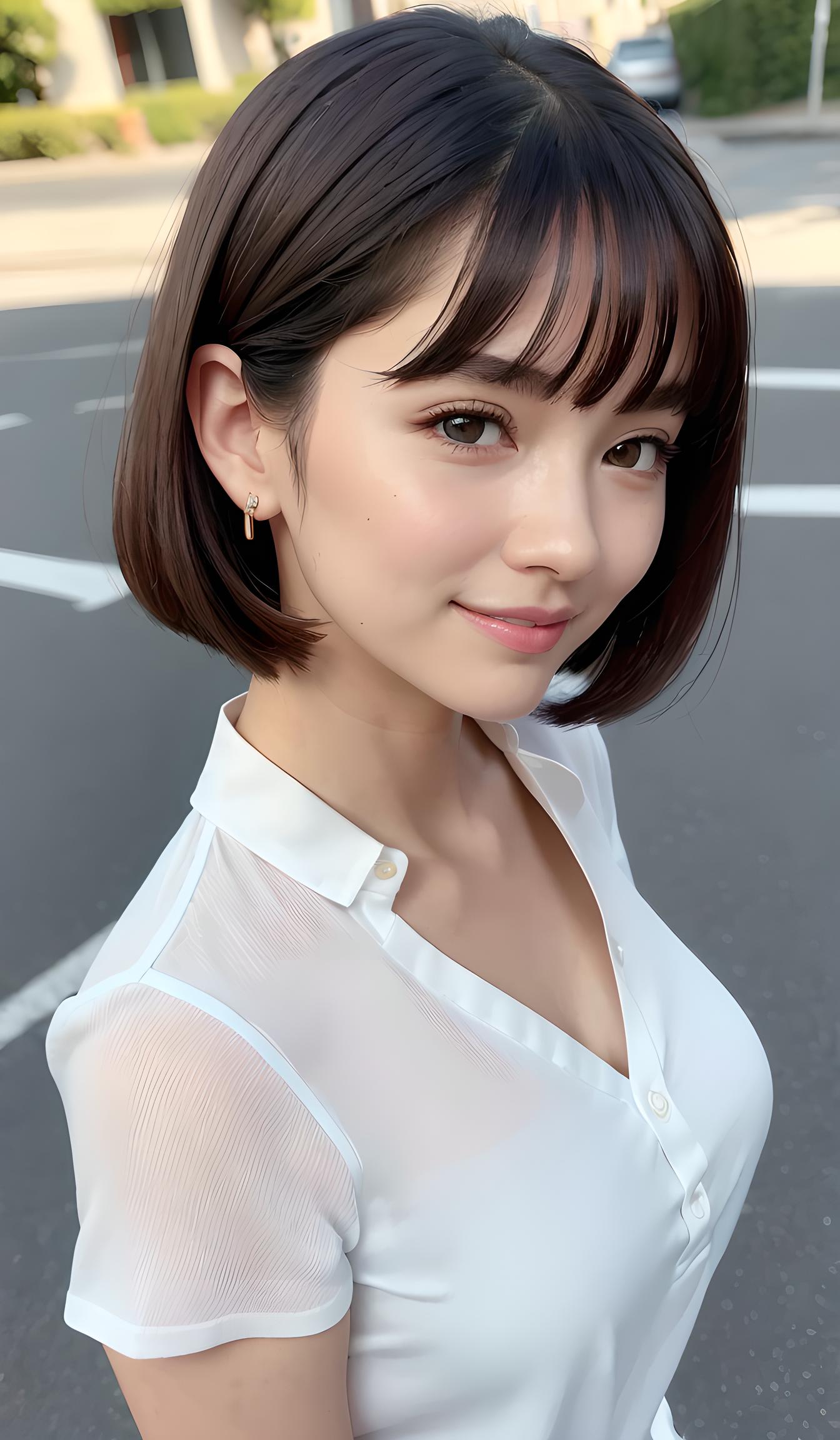 短发美女