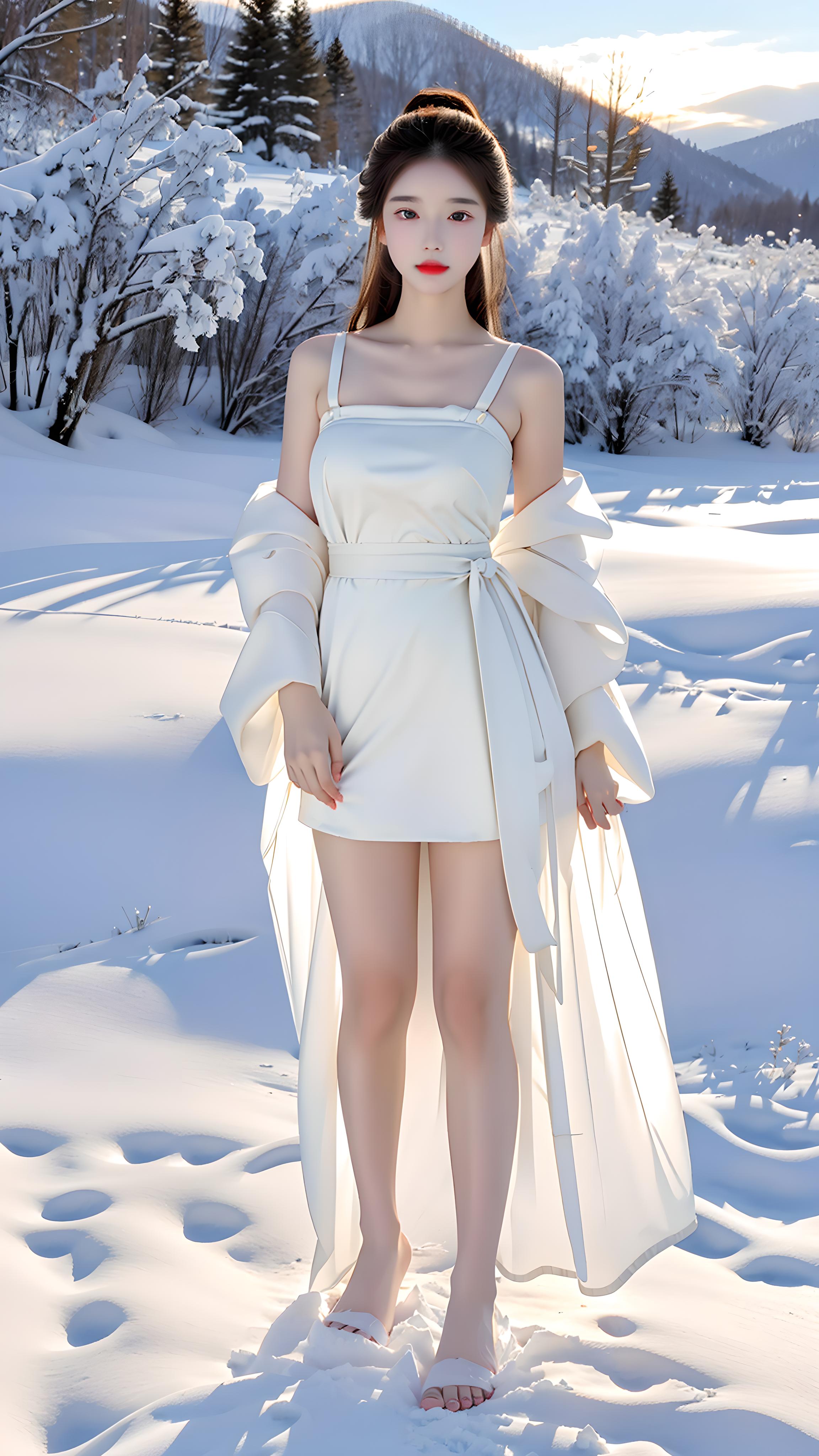 雪天汉服女