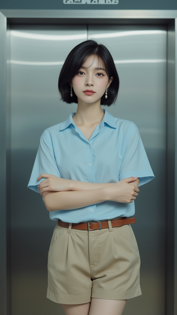 卡其短裤的女孩