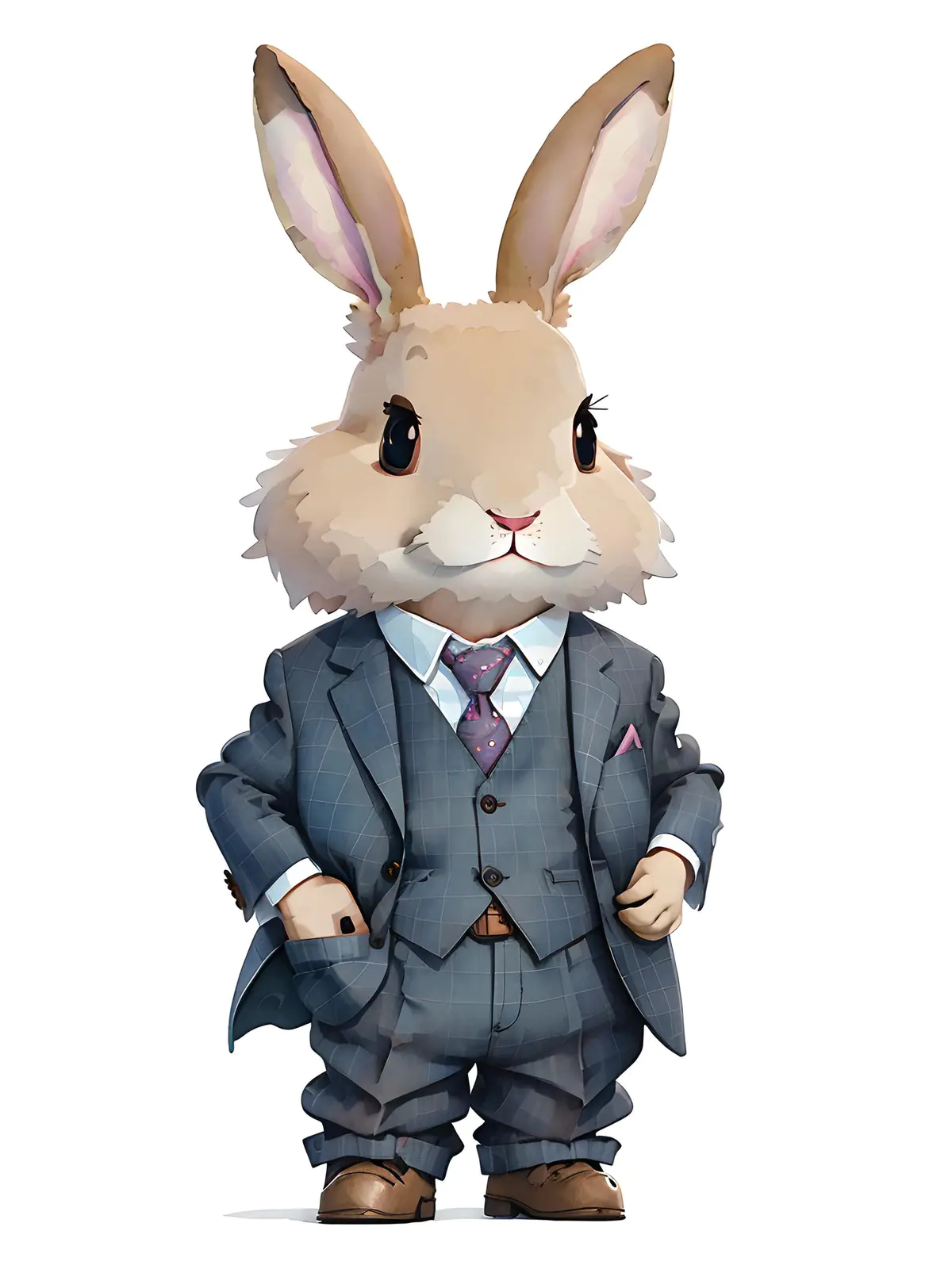 白色背景下穿着西装的可爱兔子插画图片素材_ID:427574418-Veer图库