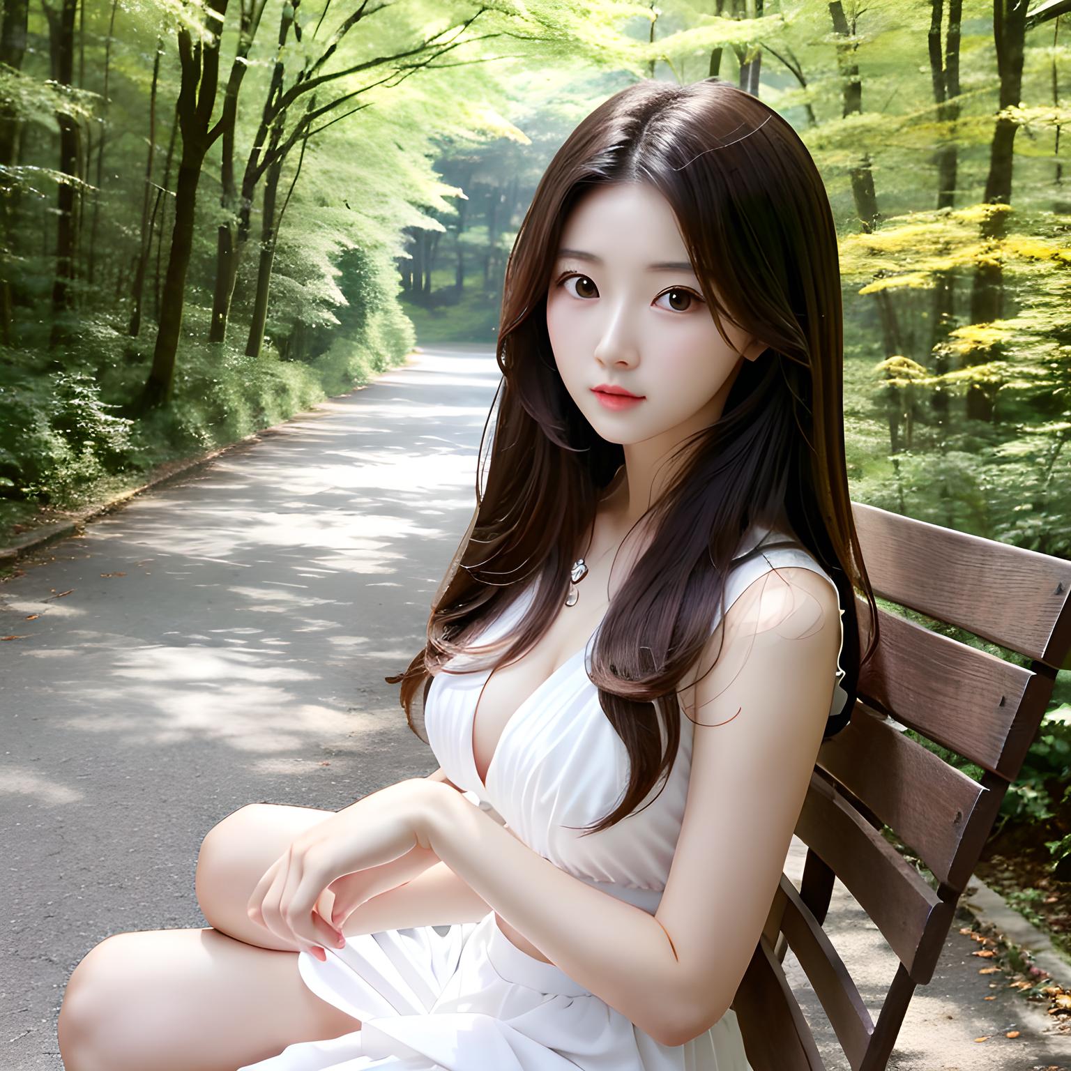 竹长头－发J座在树龄里望着鲜（燕风景