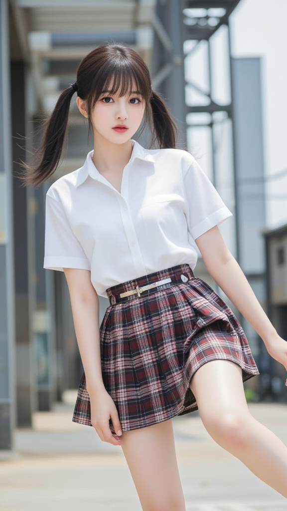格子裙女孩