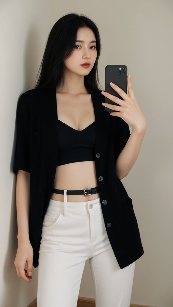 白色牛仔裤女孩