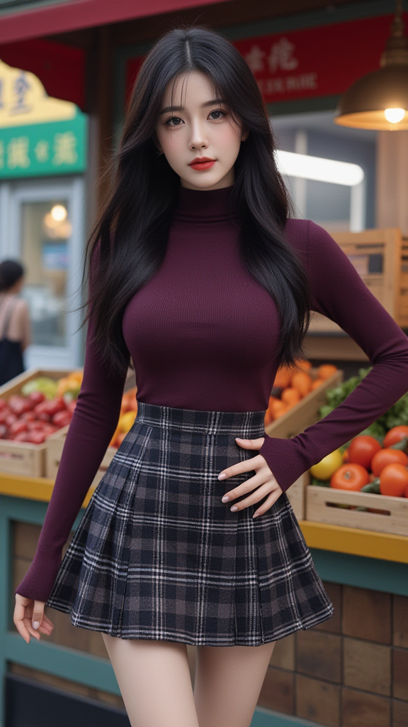 格子裙女孩