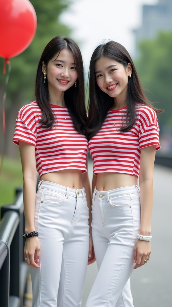 路边合影