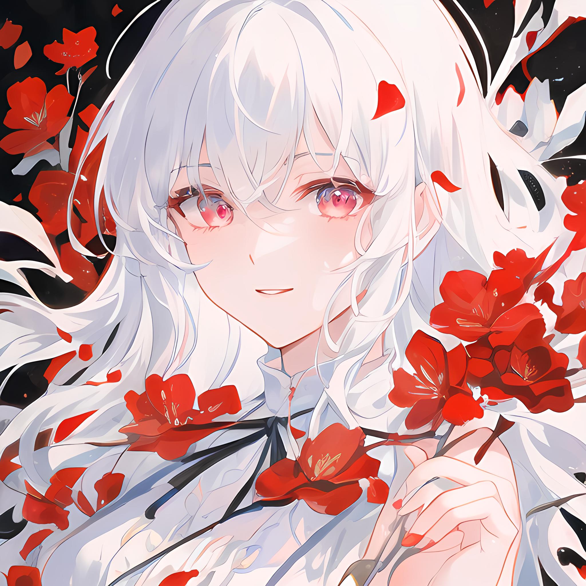 白衣红花