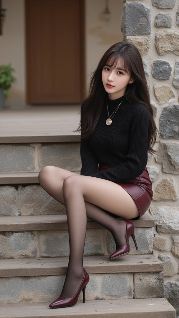 黑色毛衣女孩