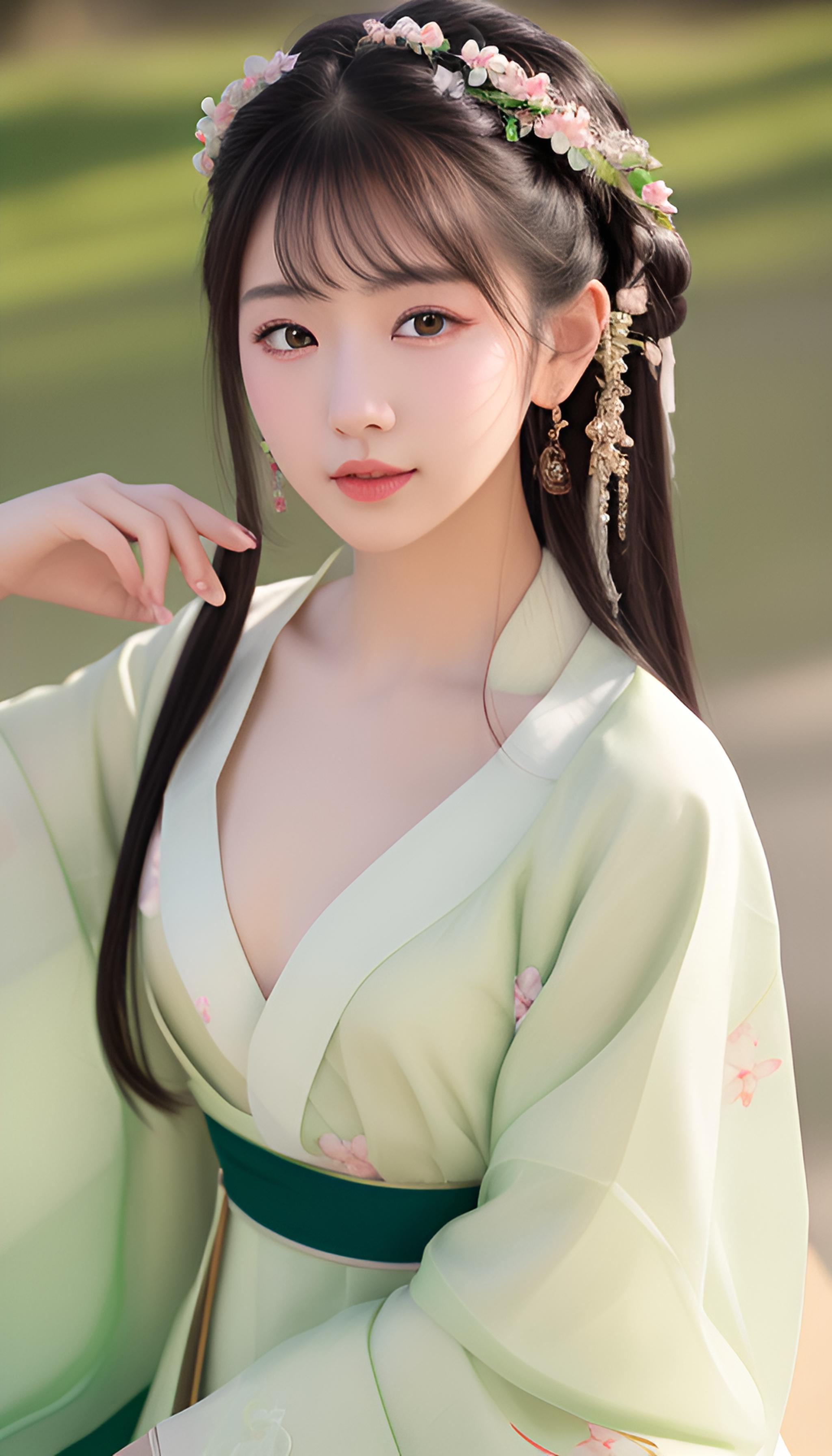 绿色汉服美女