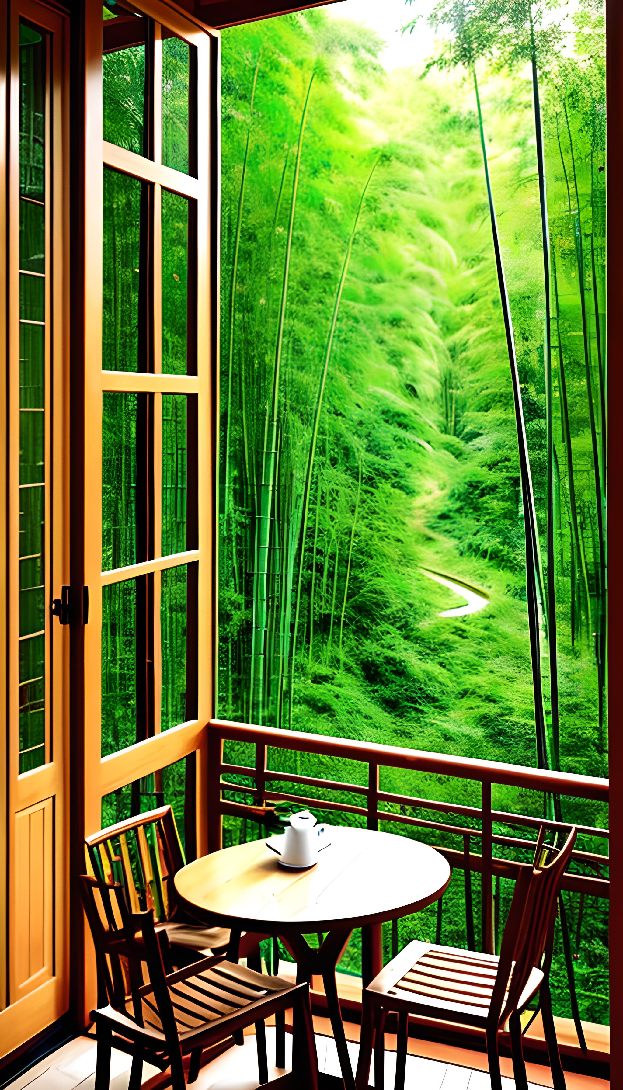 竹林小屋看风景