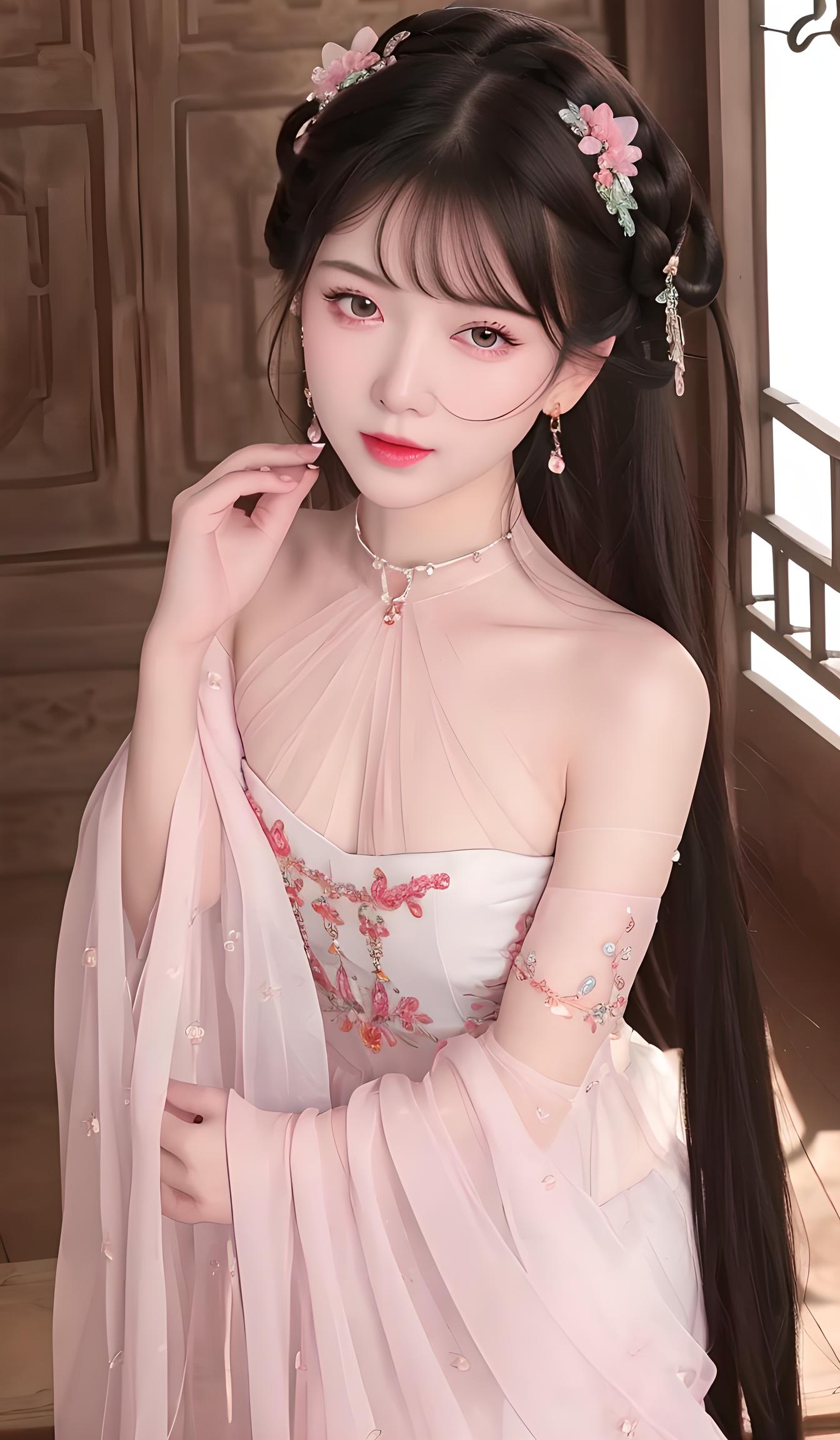 绣花吊带素白轻纱抹胸裙