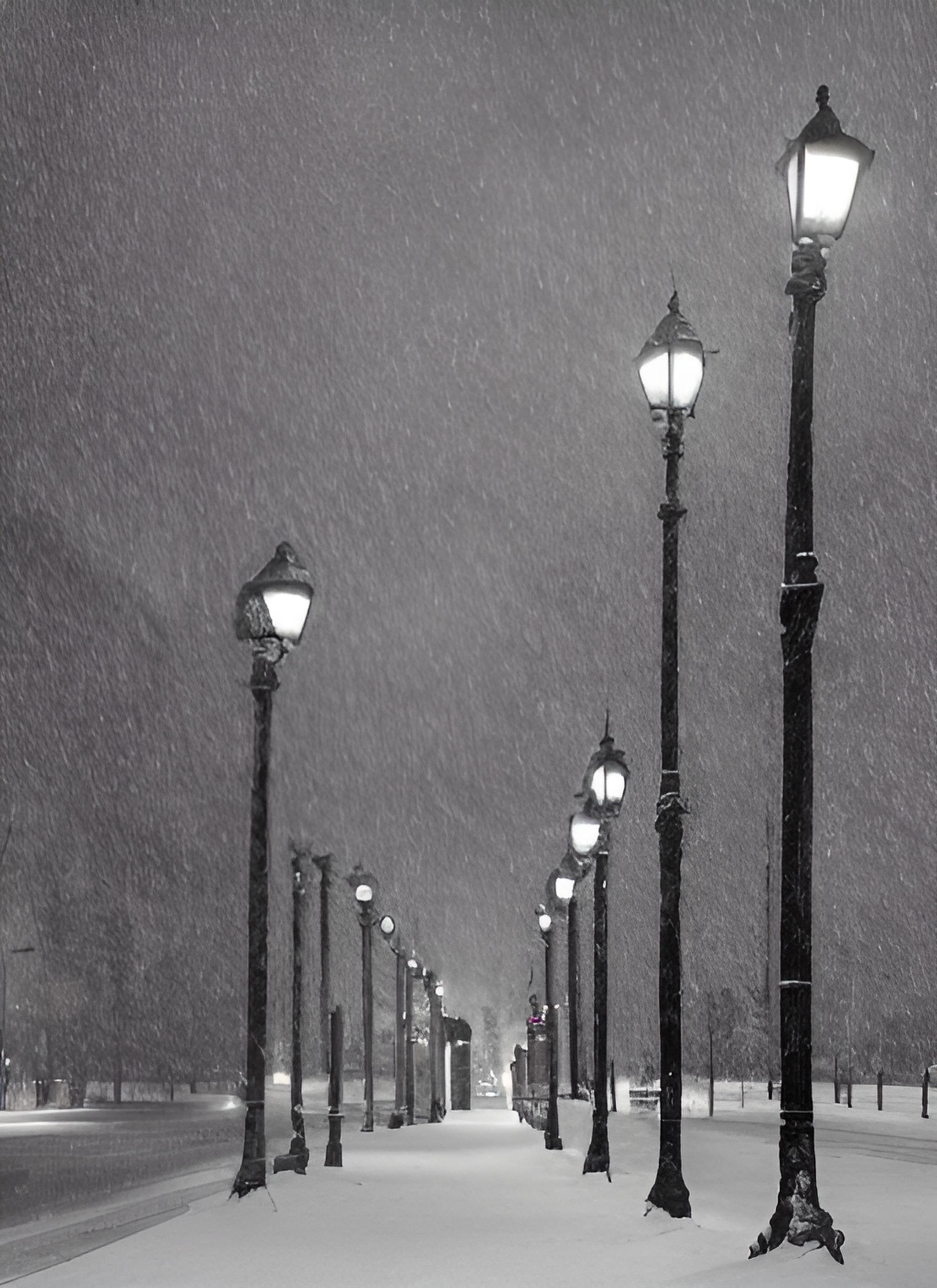 真实街边雪景