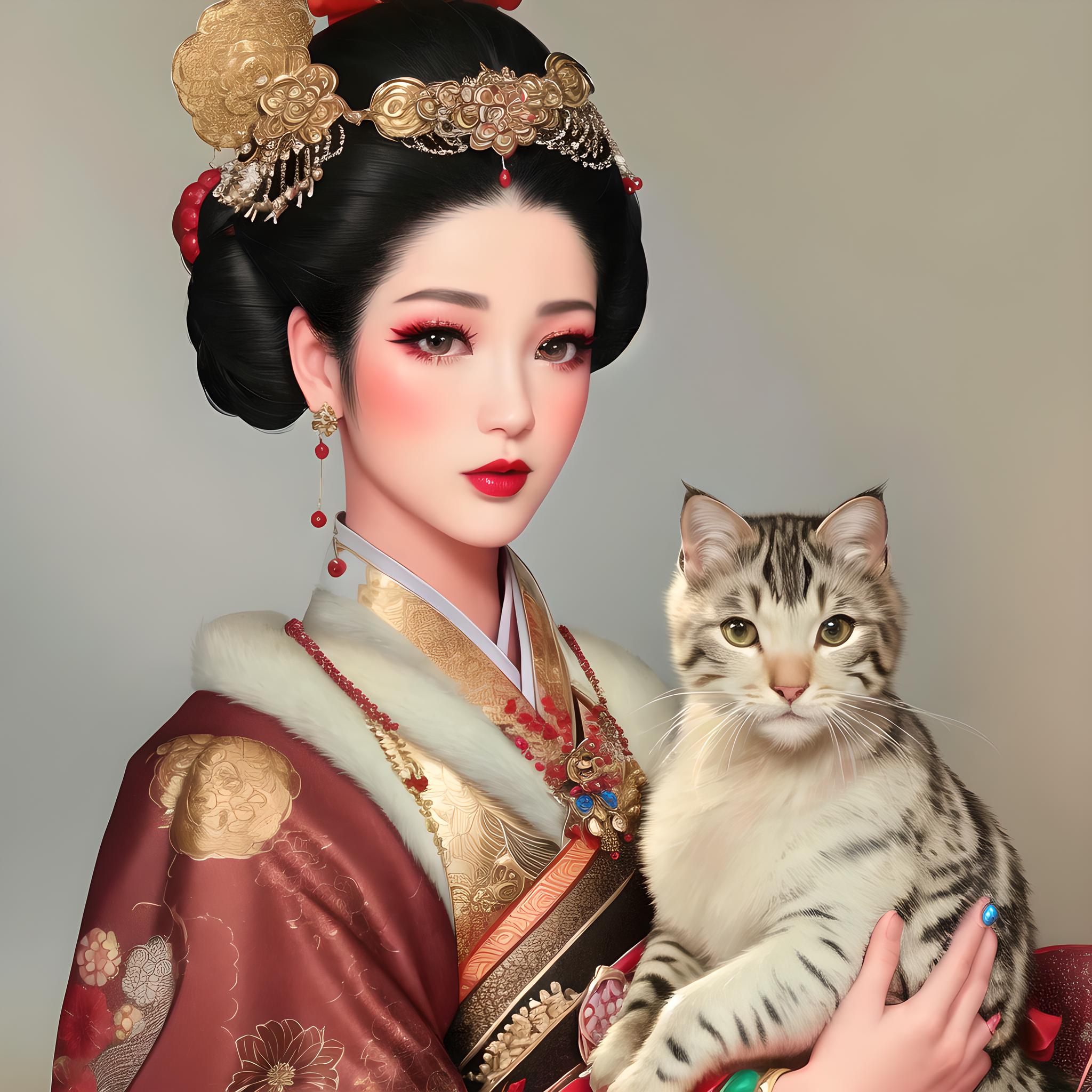 抱猫的少女