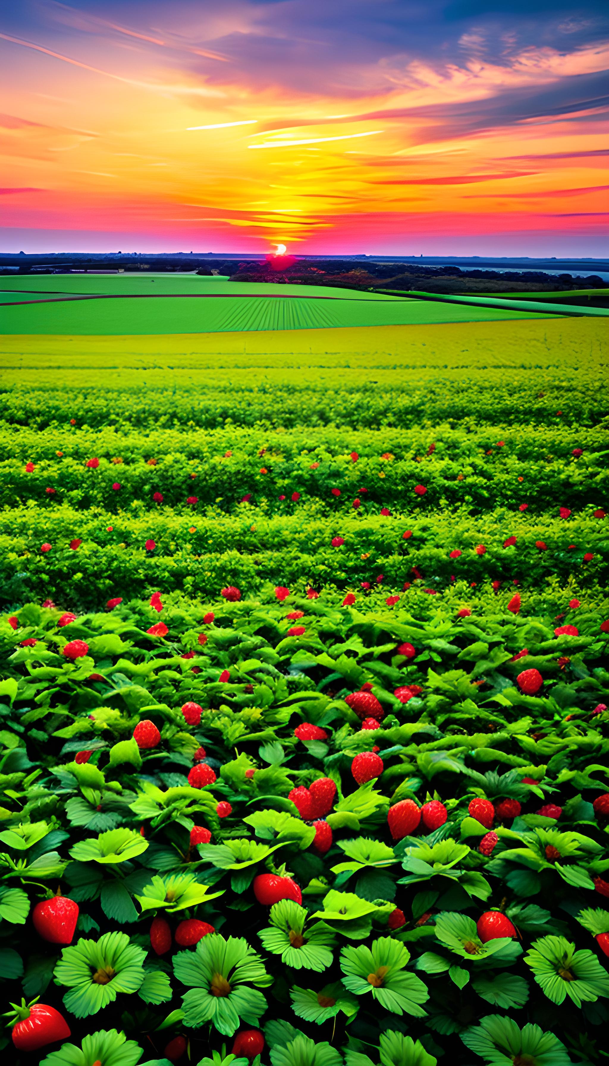 夕阳下的草莓园🍓