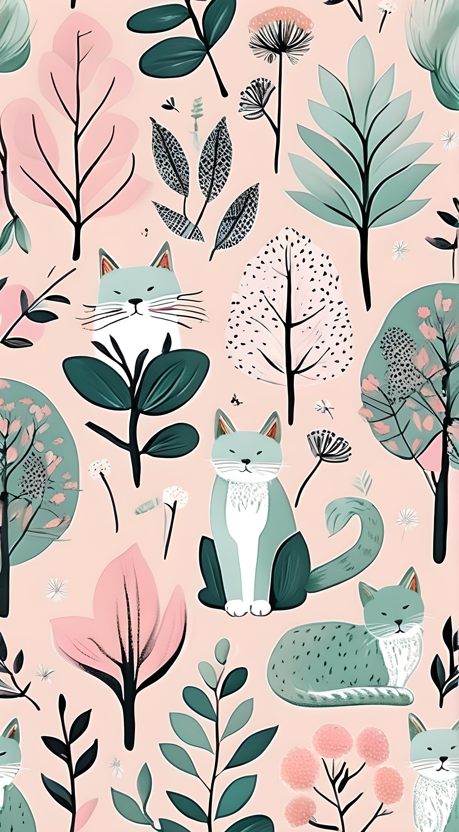 猫与树叶