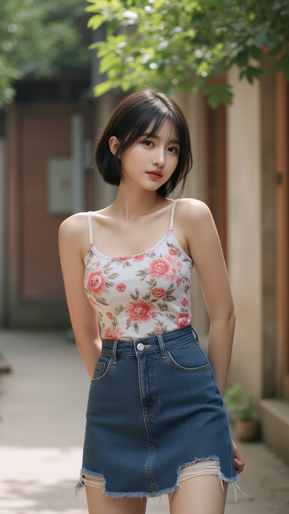 牛仔短裤女孩