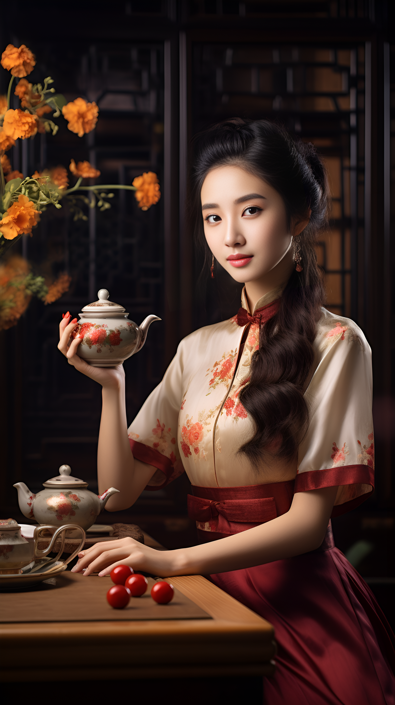 美女品茶