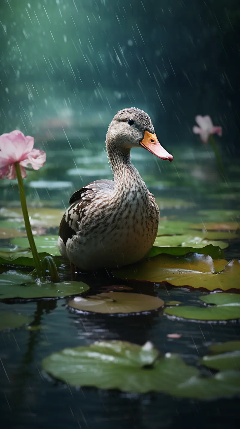 下雨了还不回家的鸭子