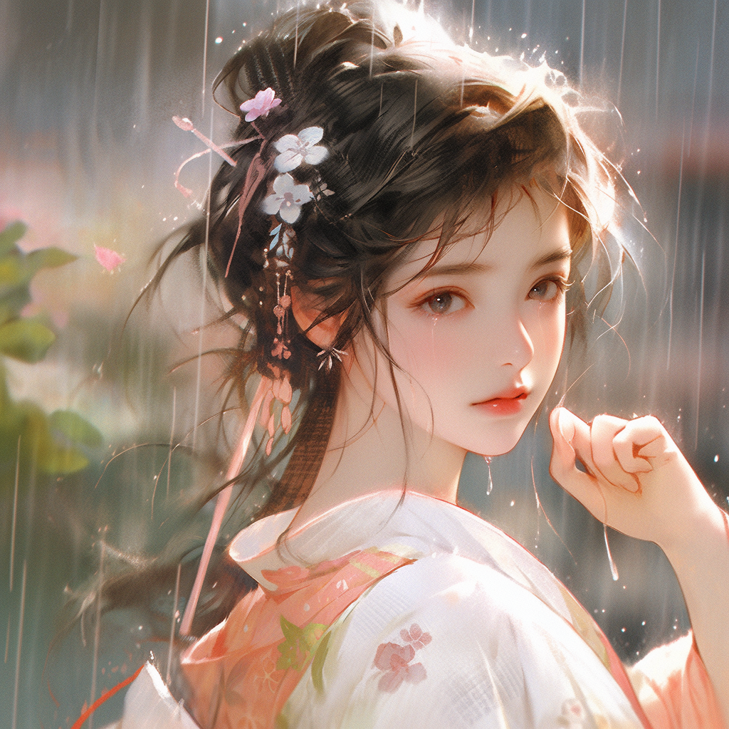 雨中的少女