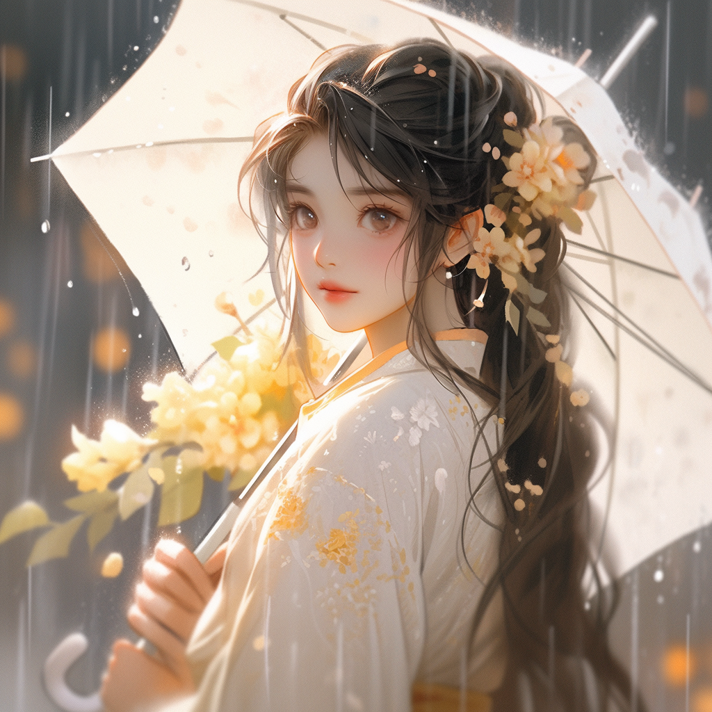 雨中的少女