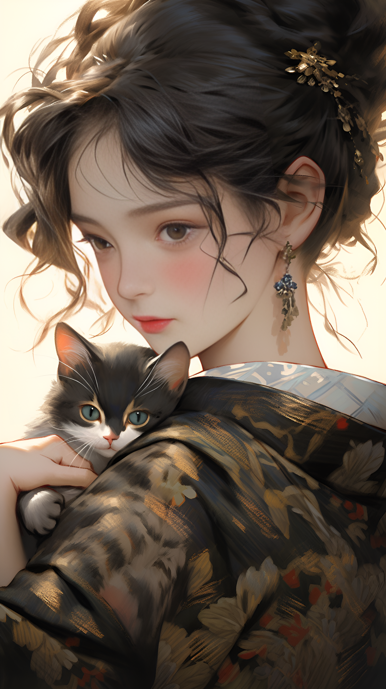 抱猫少女