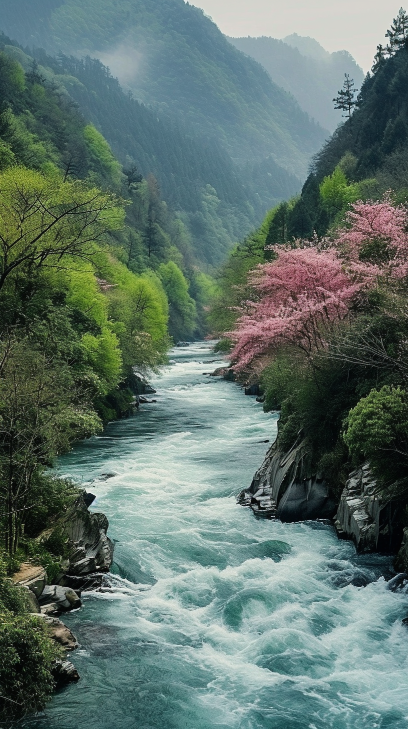 山青水秀桃花开