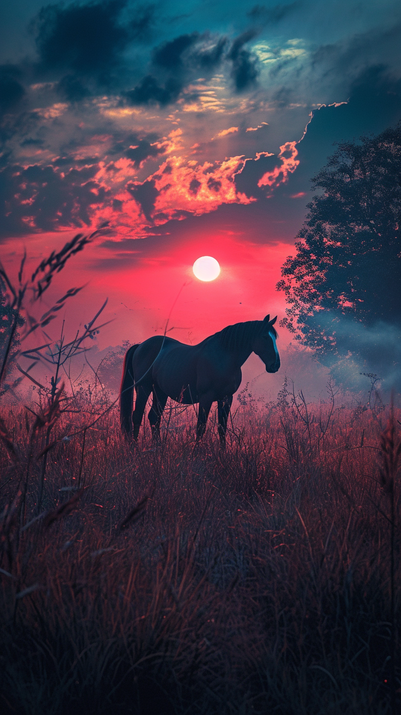 马与夕阳