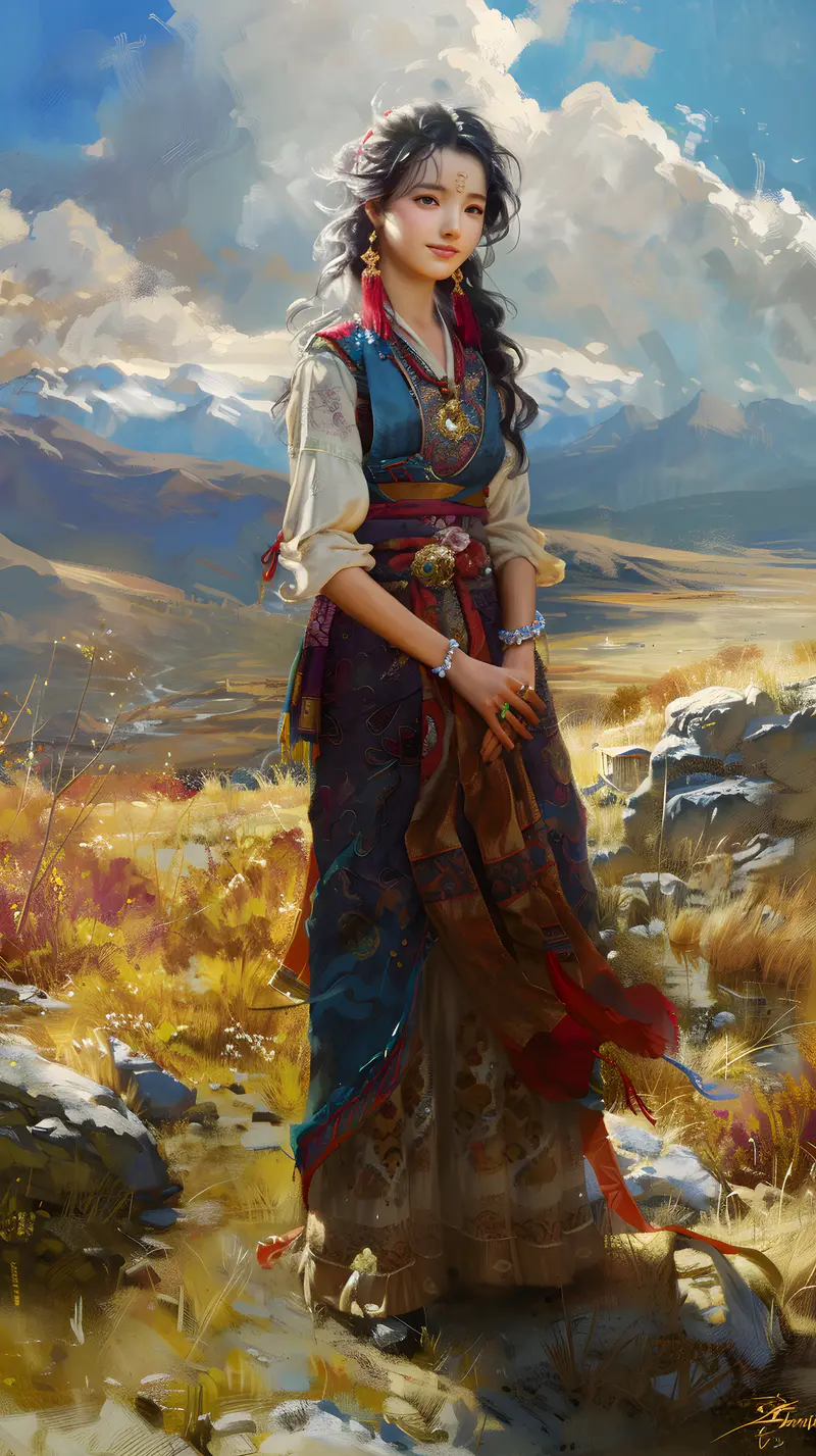 高原上的藏族女孩