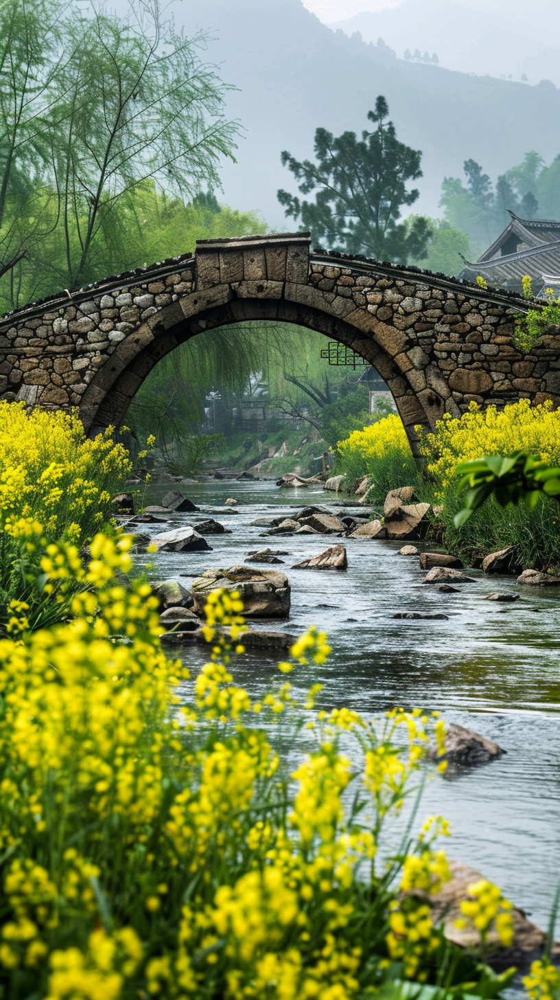 河边油菜花