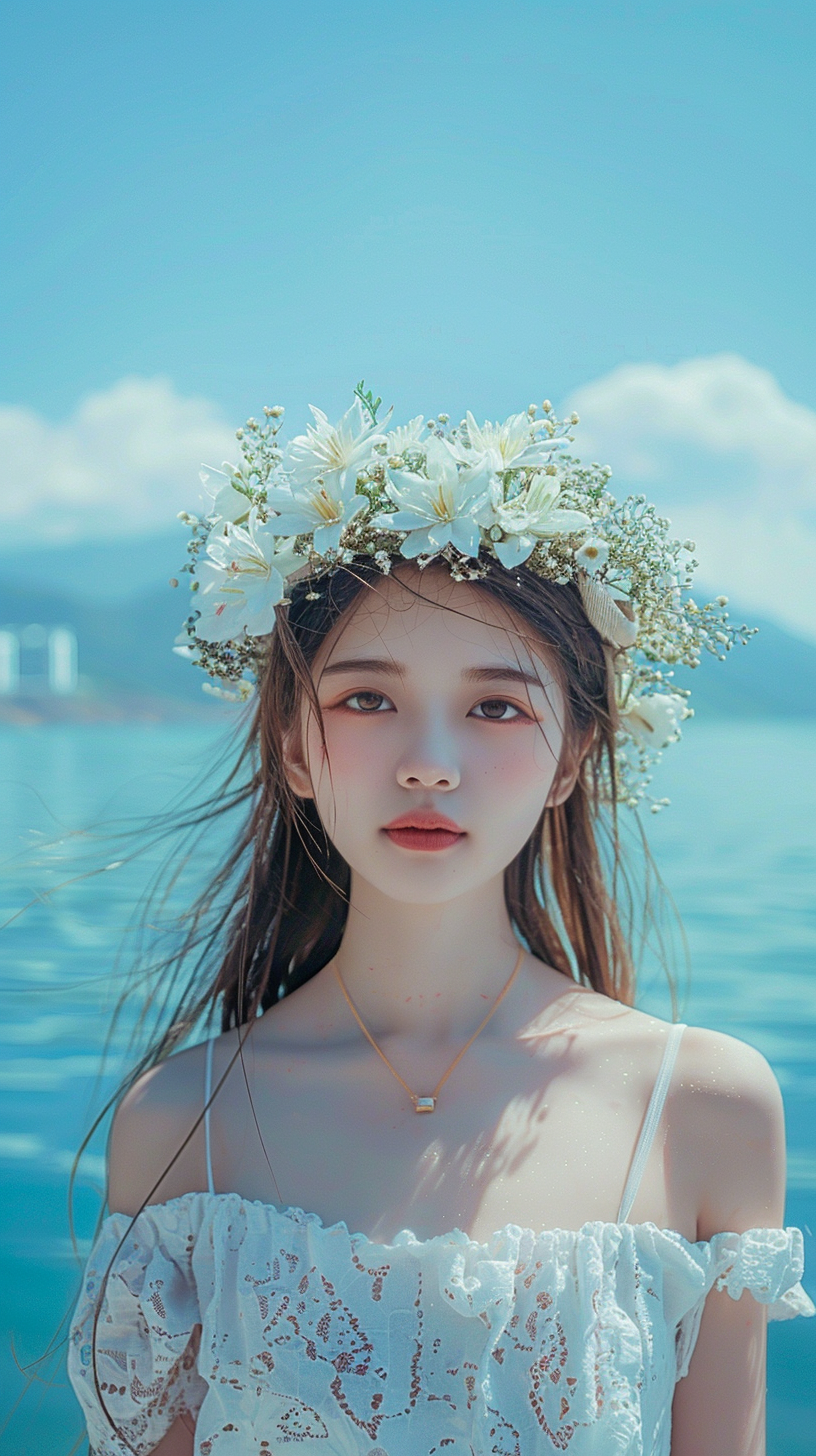 洱海边的花环少女