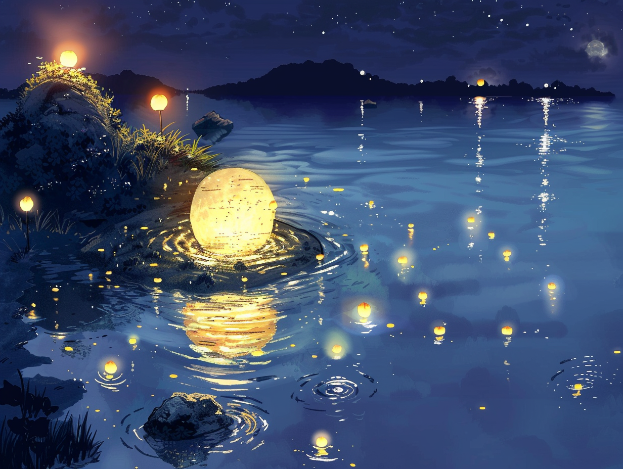 月光岛夜景氛围