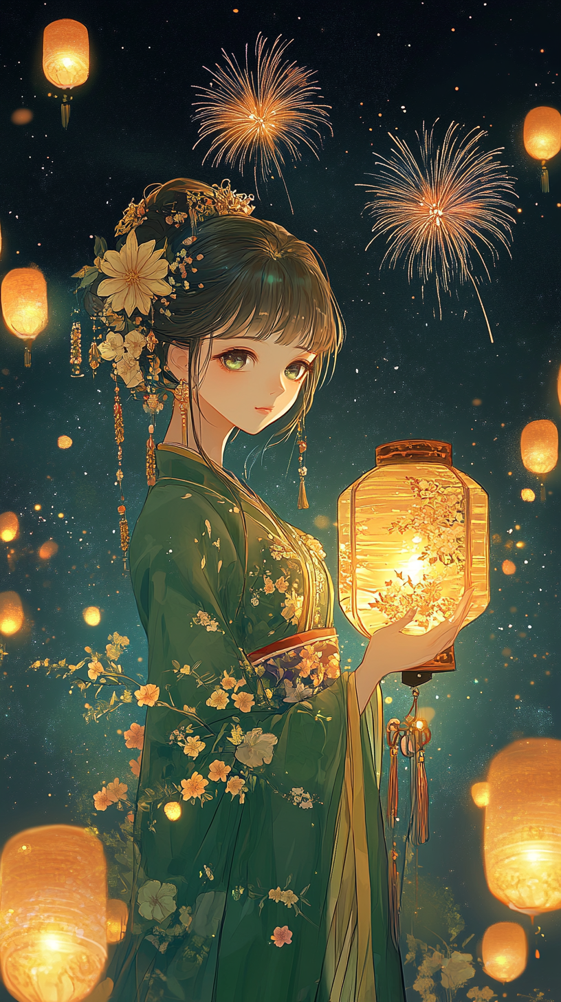 绿色汉服女孩